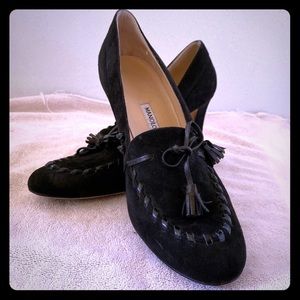 Manolo Blahnik Suede Whip Stitch Pumps39.5